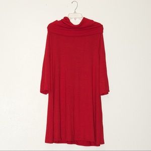 Nwot APT9 red longsleeve tunic light high/turtle neck sweater w/removable scarf